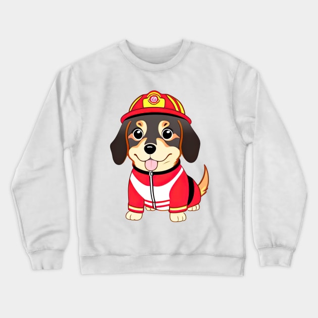 puppy as a firefighter Crewneck Sweatshirt by IDesign23
